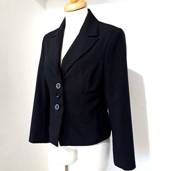 RW&CO | Black women's blazer suit coat light shoulder pads - Picture 2 of 10